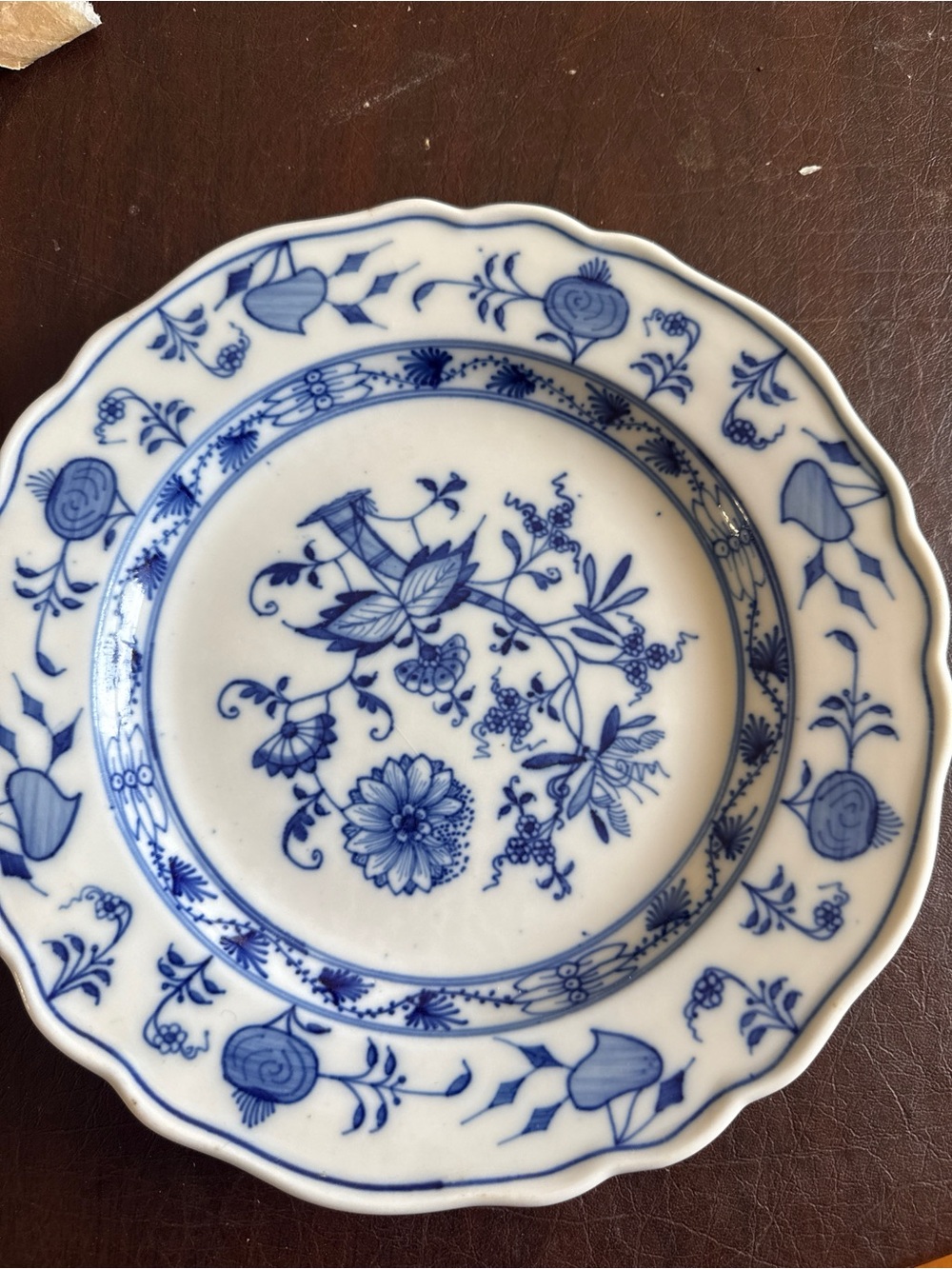 Antique Carl Teichert Meissen Blue Onion Rim Soup bowl 9.5 Stadt Meissen 1882
